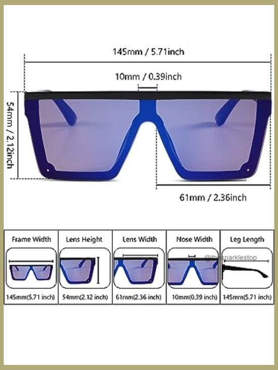 Oversized Flat Top Sunglasses Square Vintage Unisex Shade Large main image 4